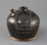 A Chinese Henan type dark brown glazed jar or kendi, Song dynasty, H.13.3cm