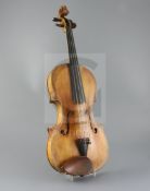 A school of Panormo violin, labelled 'Vicenzo Panormo, Londra 1793' in ink, the one piece back