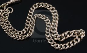 An Edwardian 9ct gold graduated link albert chain, 40.5cm.