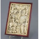 A Hispano-filipino or Sino-Portuguese ivory relief of The Crucifixion with the two thieves, probably