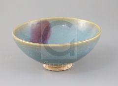 A Chinese Jun ware purple-splashed bowl, Song-Ming dynasty, with a crackle to the glaze all over and