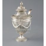 A George III silver pedestal sugar vase and cover, engraved with Constable family crest, Rev. John