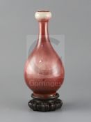 A Chinese sang de boeuf lang yao garlic neck vase, 19th century, with a fine crackle to the glaze