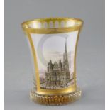 An Austro-Hungarian enamelled topographical glass beaker, ranftbecher, in the manner of Anton