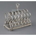 A George III silver seven bar toastrack, by Battie, Howard & Hawksworth?, of rectangular form,