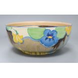 A Clarice Cliff 'Delecia Pansies' fruit bowl D. 24cm