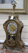 A boulle work French mantel clock, 19th century or earlier H.70cm