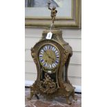 A boulle work French mantel clock, 19th century or earlier H.70cm