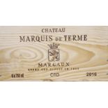 A case of six bottles of Chateau Marquis de Terme Margaux wine, 2016