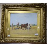 J. Austen Brown (1859 - 1924) watercolour, Ploughing scene, signed 33 x 42cm