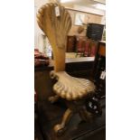 A carved olive wood side chair H.96cm