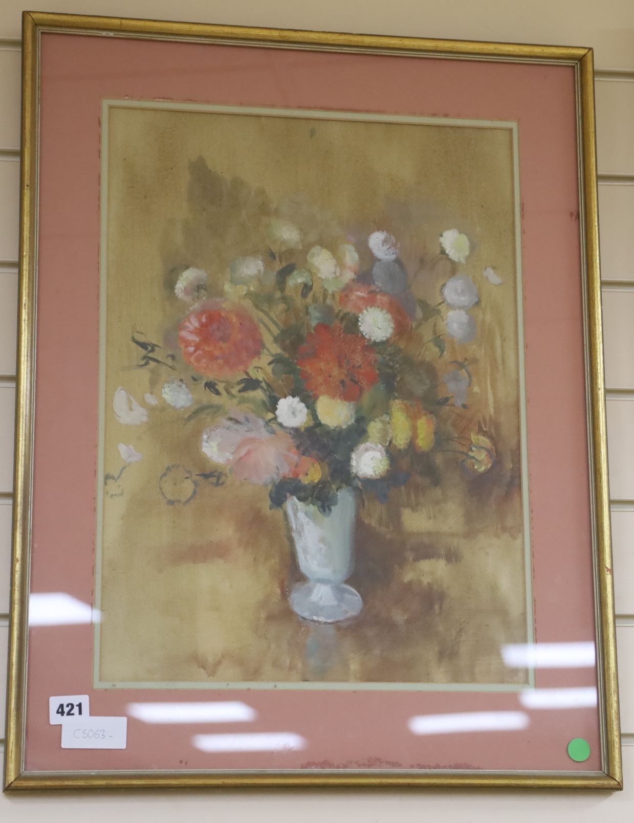 Diana Lowewenstein, watercolour, Vase with flowers, 1959, labelled verso 49 x 35cm