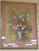 Diana Lowewenstein, watercolour, Vase with flowers, 1959, labelled verso 49 x 35cm