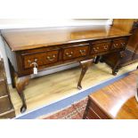 An 18th century style mahogany banded oak low dresser W.184cm