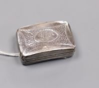 A George III silver vinaigrette, Joseph Wilmore, Birmingham, 1804, 33mm.