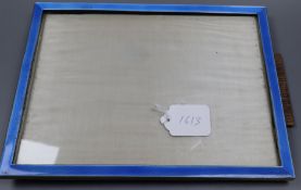 A George V large silver and blue enamel rectangular photograph frame, Albert Carter, Birmingham,