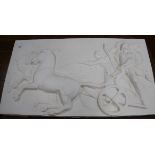 A plaster relief 'Nike and Alexander' W.97cm. H.53cm