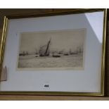 William Lionel Wyllie (1851-1931) etching, Blackheath Reach, signed in pencil 17 x 32cm