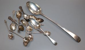 A George III silver Old English pattern basting spoon, George Smith II, London, 1778 and other minor