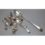 A George III silver Old English pattern basting spoon, George Smith II, London, 1778 and other minor