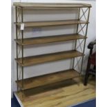 A Maison Jansen style brass-mounted mahogany open bookcase W.100cm