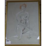 John Skelton (1923-2009), coloured chalk, Female nude, signed and dated 1994 49 x 36cm