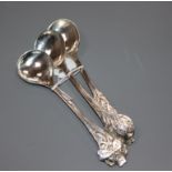 A set of three George V Arts & Crafts silver spoons, by Omar Ramsden, London, 1925/5, with rose,