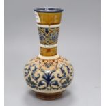 Frank A Butler for Doulton Lambeth - a Persian shape bottle vase, dated 1883, height 25cm