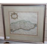 Robert Morden, coloured engraving, Map of Sussex, 35 x 42cm.