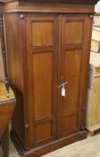 A late 19th century French mahogany two door office cabinet W.78cm