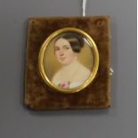 Robert Theer (Austrian, 1808-1863), oval portrait miniature on ivory of a Viennese lady, signed '
