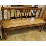 A Victorian oak hall seat L.133cm