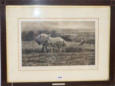 Herbert Dicksee (1862-1942) etching, The Clover Field, signed in pencil 32 x 50cm