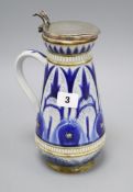 Florence E Barlow for Doulton Lambeth - a foliate incised jug with plated mount, dated 1879,