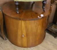 An Art Deco circular walnut coffee table with internal bar Diameter 83cm