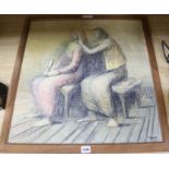 After Henry Moore, colour lithograph, Two women seated 57 x 55cm