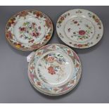 Six Chinese famille rose plates, Qianlong period