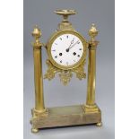 An ormolu portico clock with silk suspension, Louis XVI style H.38cm