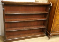 A Victorian mahogany open fronted bookcase W.146cm