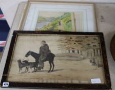 19th century English School - watercolour, Travelling monk in a landscape and another watercolour 30