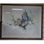 Gordon King - colour print, Flower Girl, signed 49 x 67cm