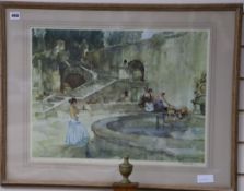 Sir William Russell Flint, (1880-1969), PRA, PRWS, RSW, ROI, RE. Framed print: Chateau Garden,