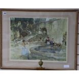 Sir William Russell Flint, (1880-1969), PRA, PRWS, RSW, ROI, RE. Framed print: Chateau Garden,