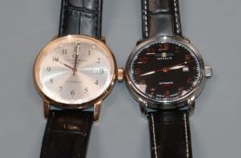 A gentleman's modern stainless steel Zeppelin LZ 127 automatic wrist watch and a modern steel and