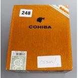 An unopened box of 25 hand rolled Cuban Habana Cohiba cigars