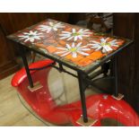 A 1960's tile top table by Alice Colonieu W.81cm