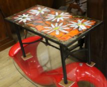 A 1960's tile top table by Alice Colonieu W.81cm