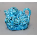 A turquoise ground wine pot in the form of a Buddhist lion