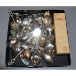 A group of assorted silver and plated spoons including souvenir.