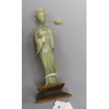 A Chinese 'jade' statue (a.f.) H.14cm